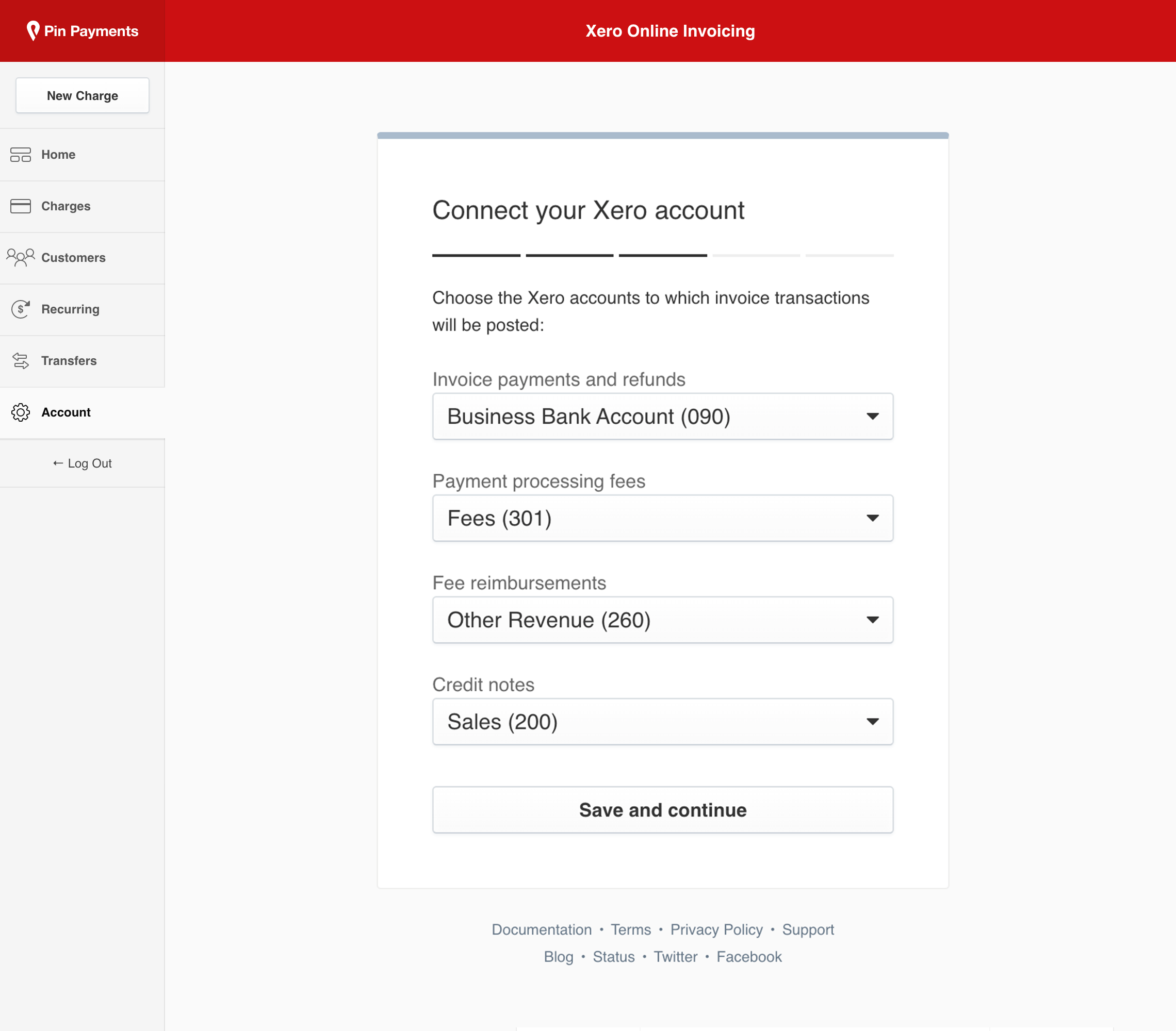 Xero Online Invoicing settings under Dashboard account